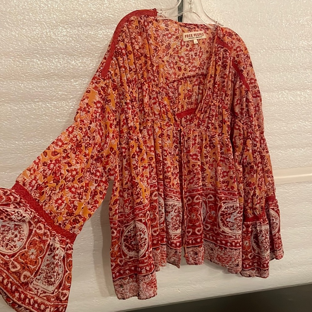 Free People Lorraine Tie Front Jacket in Mustard Combo